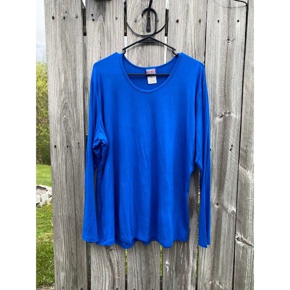 Cherokee Tops - Cherokee Womens Royal Blue Long Sleeve Scoop Neck Basic Tee Top Size XL